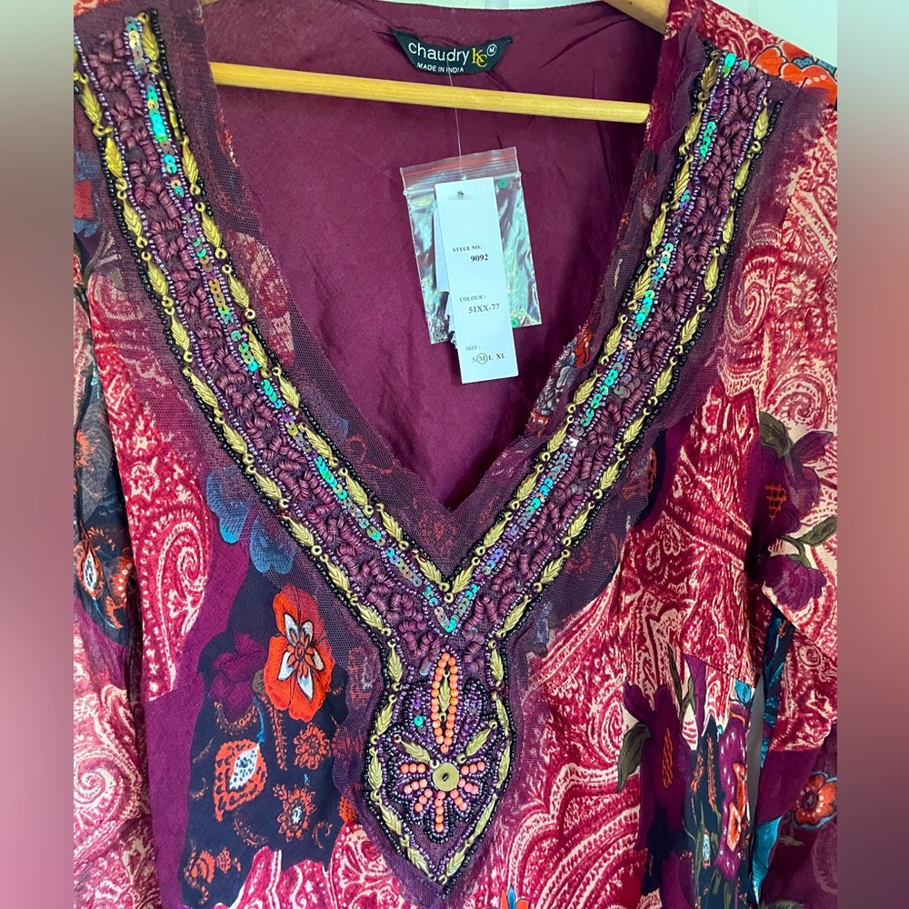 ‼️SOLD‼️Chaudry Beaded V-Neck Dress
